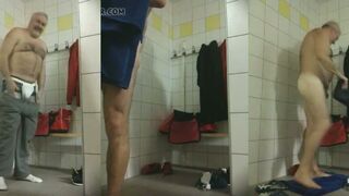 Naughty 18-year-old bear gets a wild ride with his bearded daddy in locker room