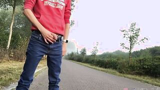 Watch this hot guy indulge in public urination with a straight dude