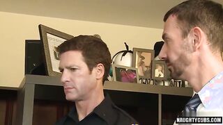 Huge fuckpole fag three-way and facial cumshot