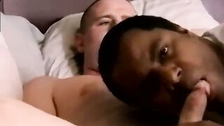 Watch this hot tattooed teen give in to his urges and take a deep throat from a pretty and deepthroat from a pretty black man