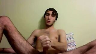 Watch this young stud paw through his undies before getting a raw bareback pounding from his older friend