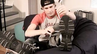 Queer folks and lollipop He s flashing us his meaty soles, throating his own toes, then