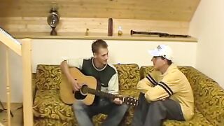 Watch these young studs get their asses drilled and cumshots splattered in a raw bareback foursome