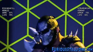Muscular grizzly blows stream