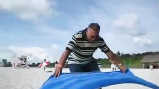 Mature and suntanned real father milking his trouser snake on web cam