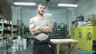 Blonde hottie gets his ass destroyed by machines in wild orgy