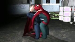 Watch as a hot dude pounds the brains out of Spiderman in a hot 3D cartoon