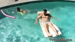 Watch Jackin by the Pool as he gets his hairy cunt sausage fisted by Zack & Mike