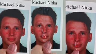 Michael Nitka's straight friend, a cum-thirsty german, celebrates with a facial in "Cumtribute to Michael Nitka (