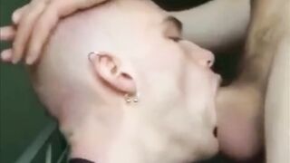 Watch this horny amateur get his throat drilled deep by a slimy tongue