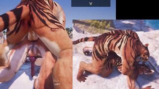Tiger Yiffing and his Unshaved Homie in Split-Screen Action