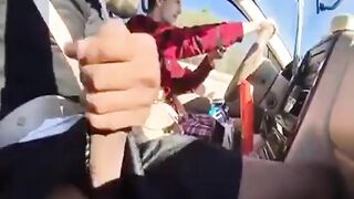Horny black guys go wild on a road trip and get a hot load in their hands