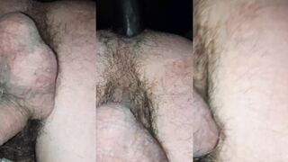 Hot interracial action with a friend's bareback handjob & ass pounding