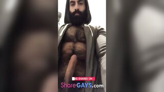 Arab dude with hairy body fucks and jerks off hard for cumshot