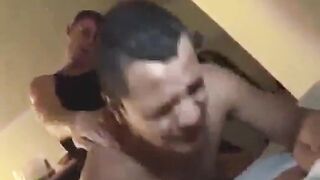 Watch as two horny studs give a raw handjob to a hung black guy and get a hot cumshot on their bodies