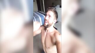 Hot stud gives a sloppy handjob and deepthroats a big one