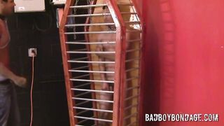 Ebony top caning torture lad in box and gentle core SADISM & MASOCHISM restrain bondage