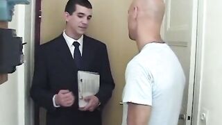 Utter flick: heterosexual salesman gets fellated by a man in spite of him.