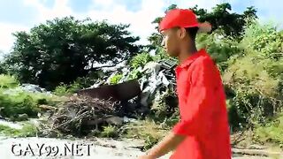 Dark-Hued fag plows milky friend