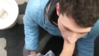 Watch these straight guys get down and dirty with each other in the toilet for their jobs