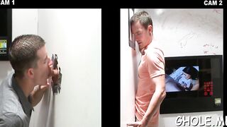 Watch this hot babe give a sloppy deep throat and a hot handjob to a hung dude