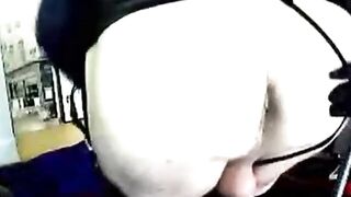 Crossdresser takes a hard bareback pounding in the ass while getting a huge cumshot