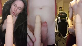 Watch Gigantic Fake Penis Deep-throat and ride Jizz Flow like a wild stud