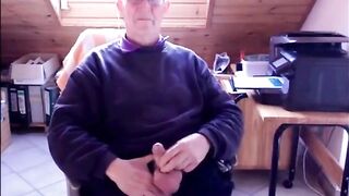 Hairy grandpa gets off on creampies for his hot solo session