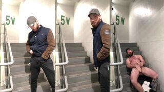 Witnessing a guy jerking off to a huge load in public - Homo Jock Jayson Parker caught in the act!