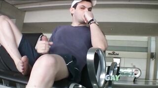 Watch this hairy amateur guy masturbate in public and shoot a massive load