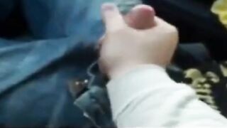 Watch this hairy amateur get a big dick handjob from his daddy in a car