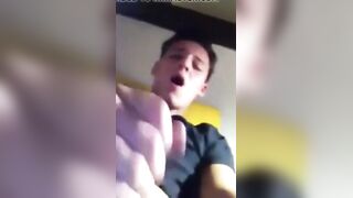 Hairy college guy jerks off to a big juicy load after school