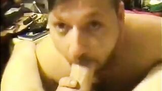 Watch this hairy twink suck and fuck Big Daddy's massive rod until he explodes with cum