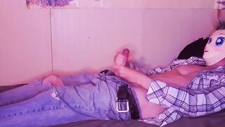 Kasey Slutfuck plays with himself while masked cosplaying in HD