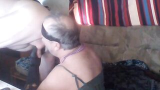 Hairy bear with a big dick devours stranger's ass while he watches on webcam