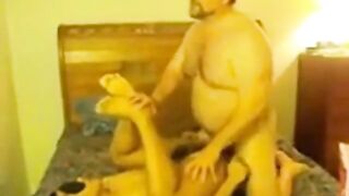 Amateur Hairy Hunk Takes Daddy's Ass and Cums Hard