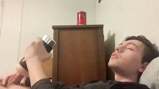 Watch someoneluvsu's Fleshlight play with his massive cock before he cums hard!
