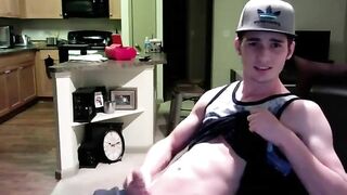 Watch this hairy dude stroke his big cock and jerk off in his apartment like a pro!