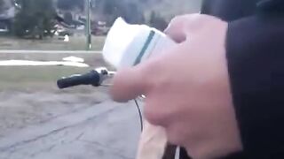 Watch me ride my bike and take a huge load in my ass