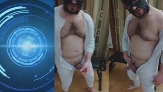 MaskedbearXXX plays with his chubby amateur in hooded top and furry panty set