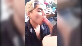 Watch this Latino Bitch Swallow a Huge Load and Give a Handjob to a White Thug