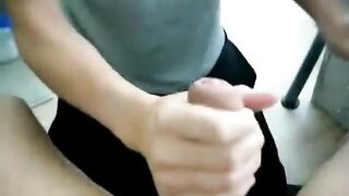 Amateur dude swallows his own load after a hot blowjob