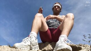 Watch as Homosexual Idolizes his sloppy outdoor soles & gives jerk off instructions to his horny friend