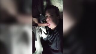 Hot amateur dude gives a sloppy BJ in bunker in POV reality video