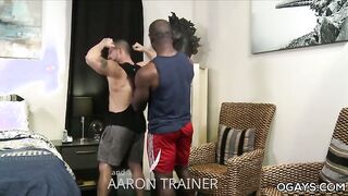 Dark-Hued Bodybuilder With Big Manstick Plow A Milky Gym Boy