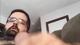 Watch this horny bear shoot a huge load in front of you - solo male, cumshot, hunks, hunks, pretty!