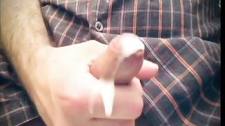 Watch this dude stroke and jerk his huge cock with a cumshot on his big hand