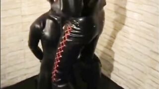 Homo guy enjoys a steamy rubber BJ with a big dicked guy