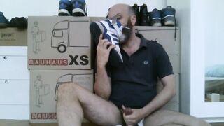 Watch 1NCandenza stroke his uncut cock and take a cumshot in his hairy Jockstrap