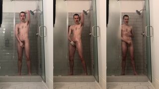 JesseGold17 enjoys a steamy solo shower with his furry booty and mustaches